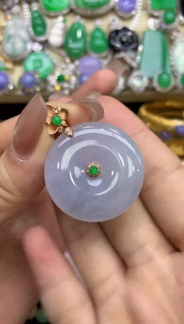 颈饰18K金镶嵌翡翠248-中国好珍宝