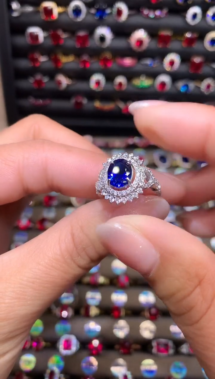 【闪购商品】蓝宝石戒指银S925镶嵌810