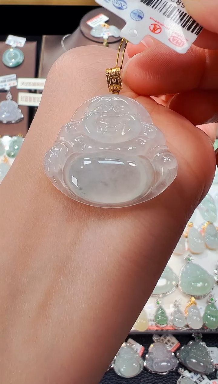 【闪购商品】翡翠吊坠(不含链)18K金镶嵌佛公吊坠058