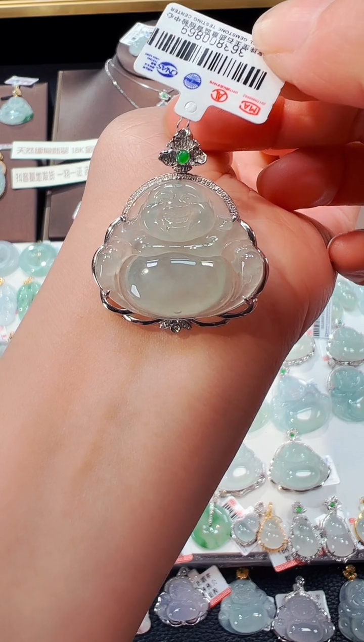 【闪购商品】翡翠吊坠(不含链)18K金镶嵌佛公吊坠869