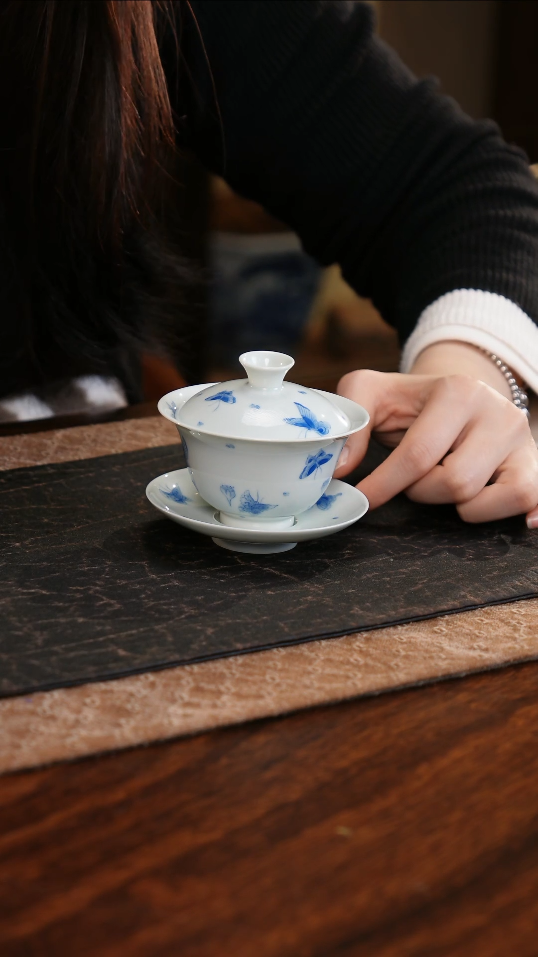 【闪购商品】杯子精工蝴蝶三才盖碗