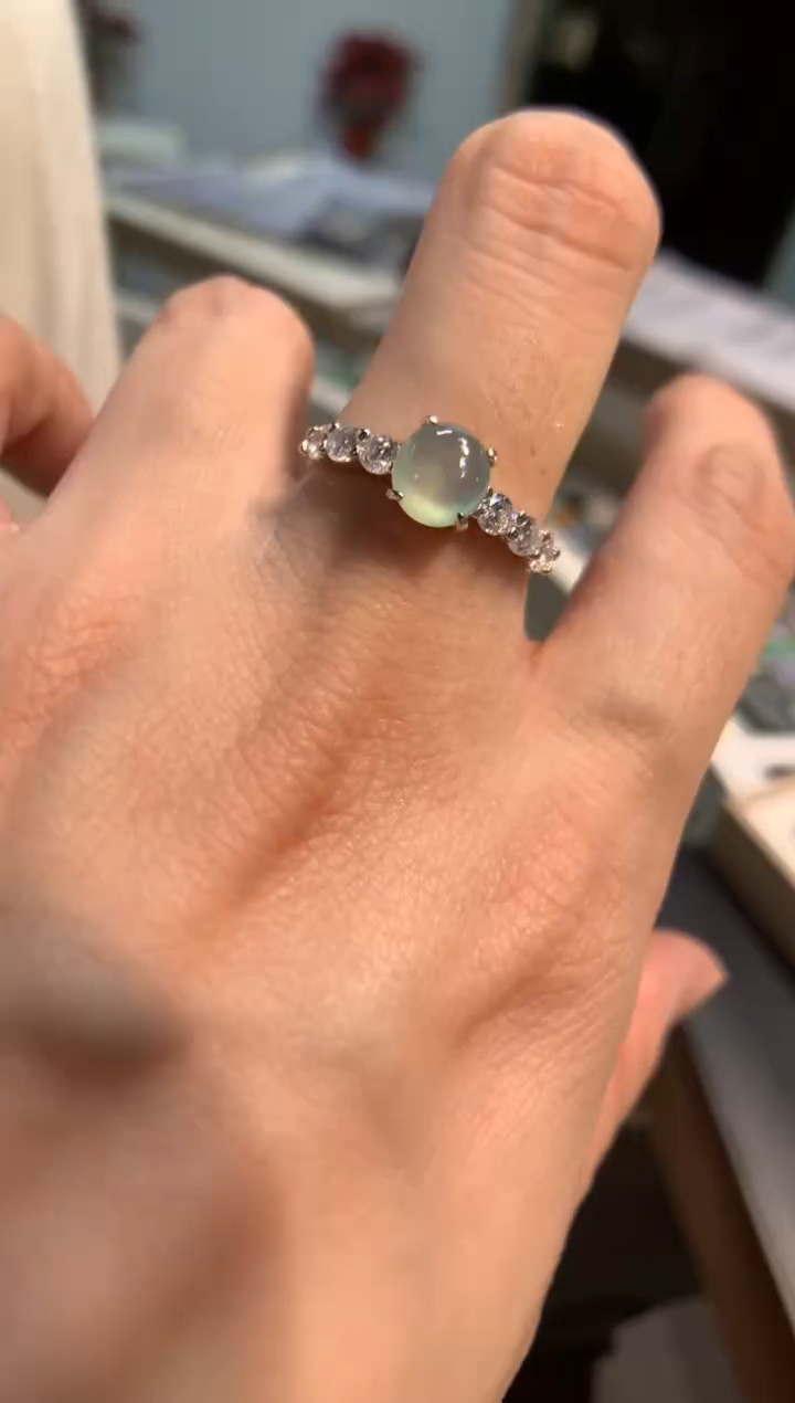 银S925镶嵌戒指翡翠戒指