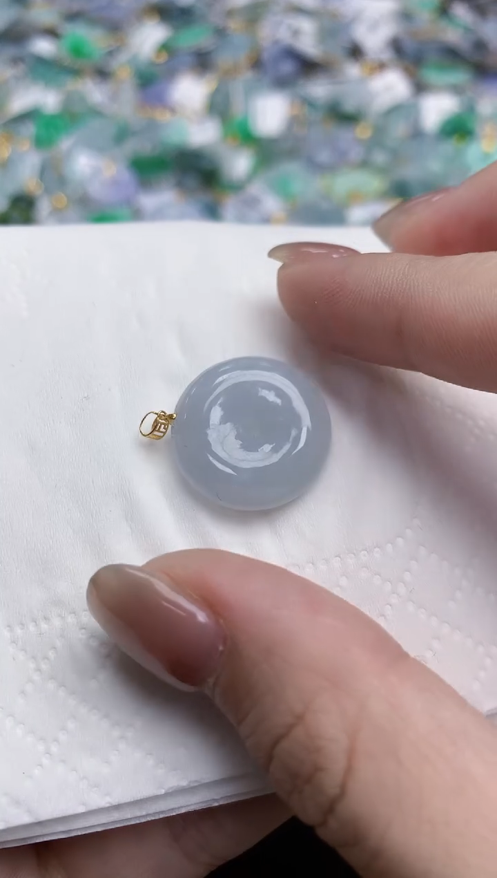 【闪购商品】翡翠颈饰18K金镶嵌天然缅甸翡翠A货