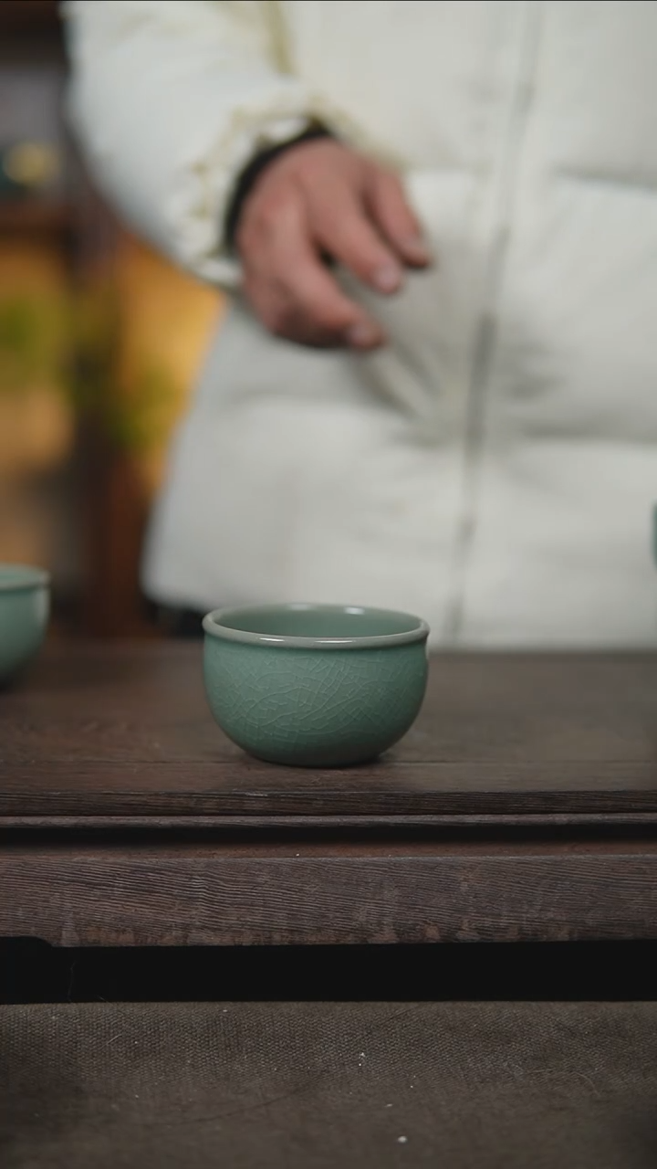 【闪购商品】杯仿古翡翠绿平安缸杯微瑕