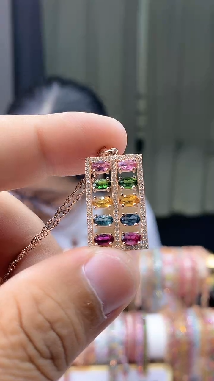 【闪购商品】碧玺吊坠银S925镶嵌354354354354354