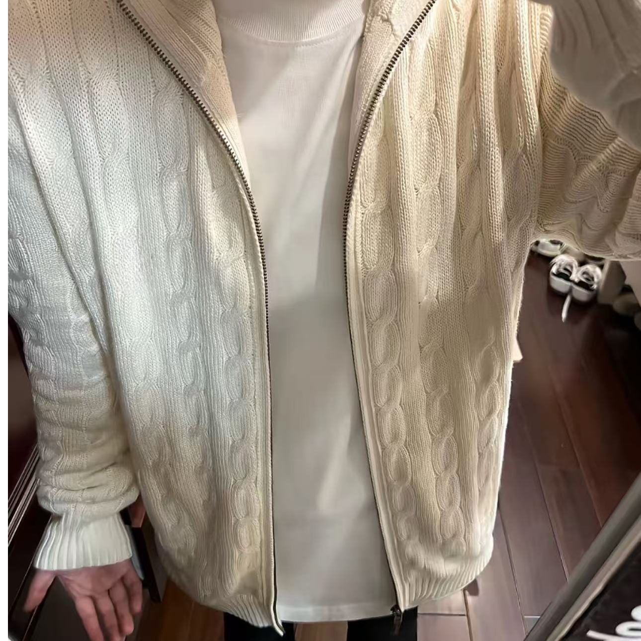 “骑马抡镐”早秋马术提花浮雕绞花针织全拉链开衫毛衣