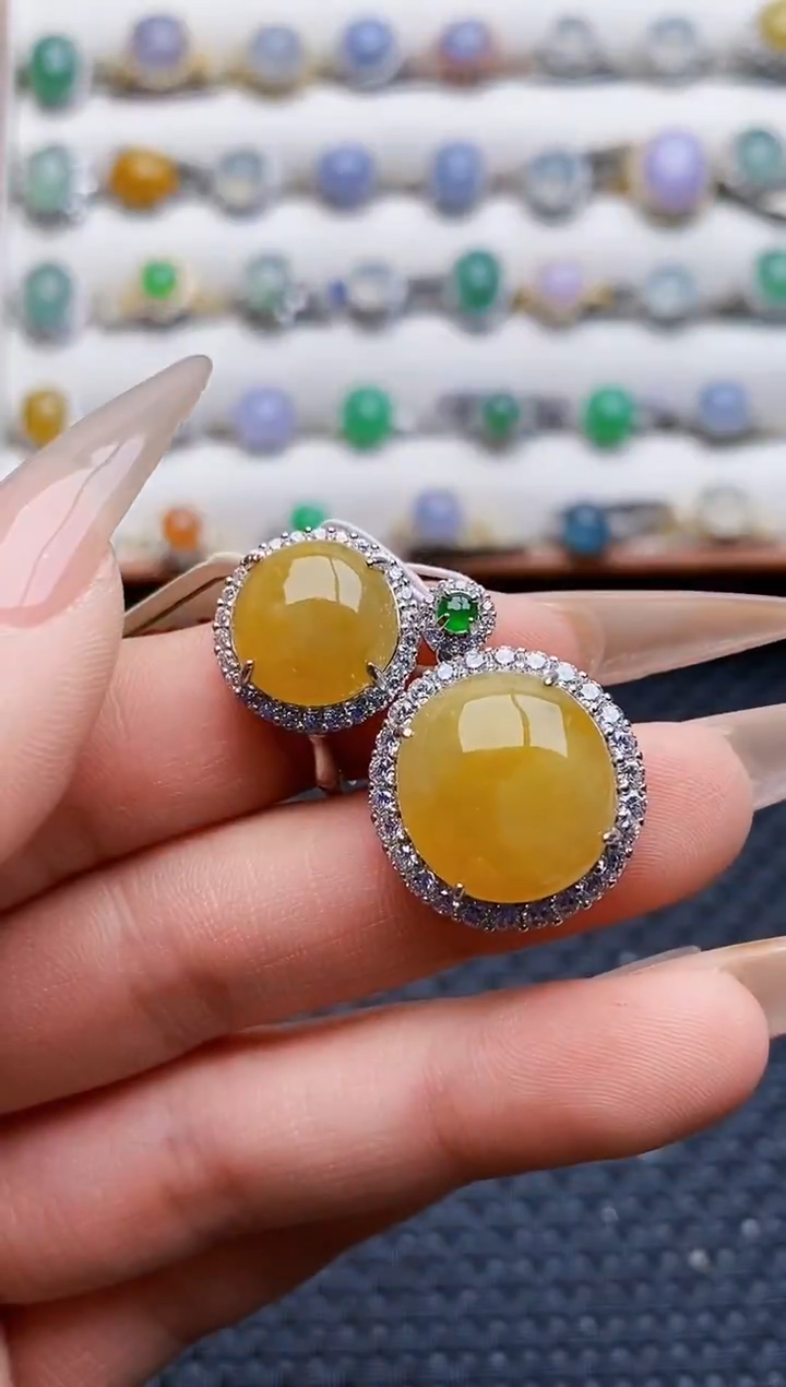 银S925镶嵌戒指翡翠3465