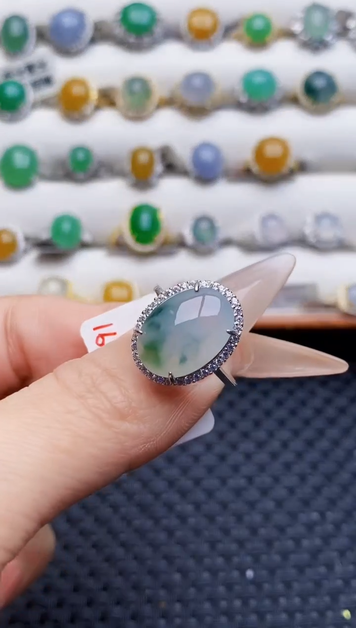 银S925镶嵌戒指翡翠4692