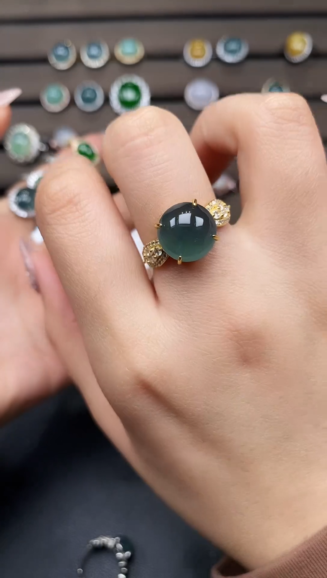 银S925镶嵌戒指翡翠111