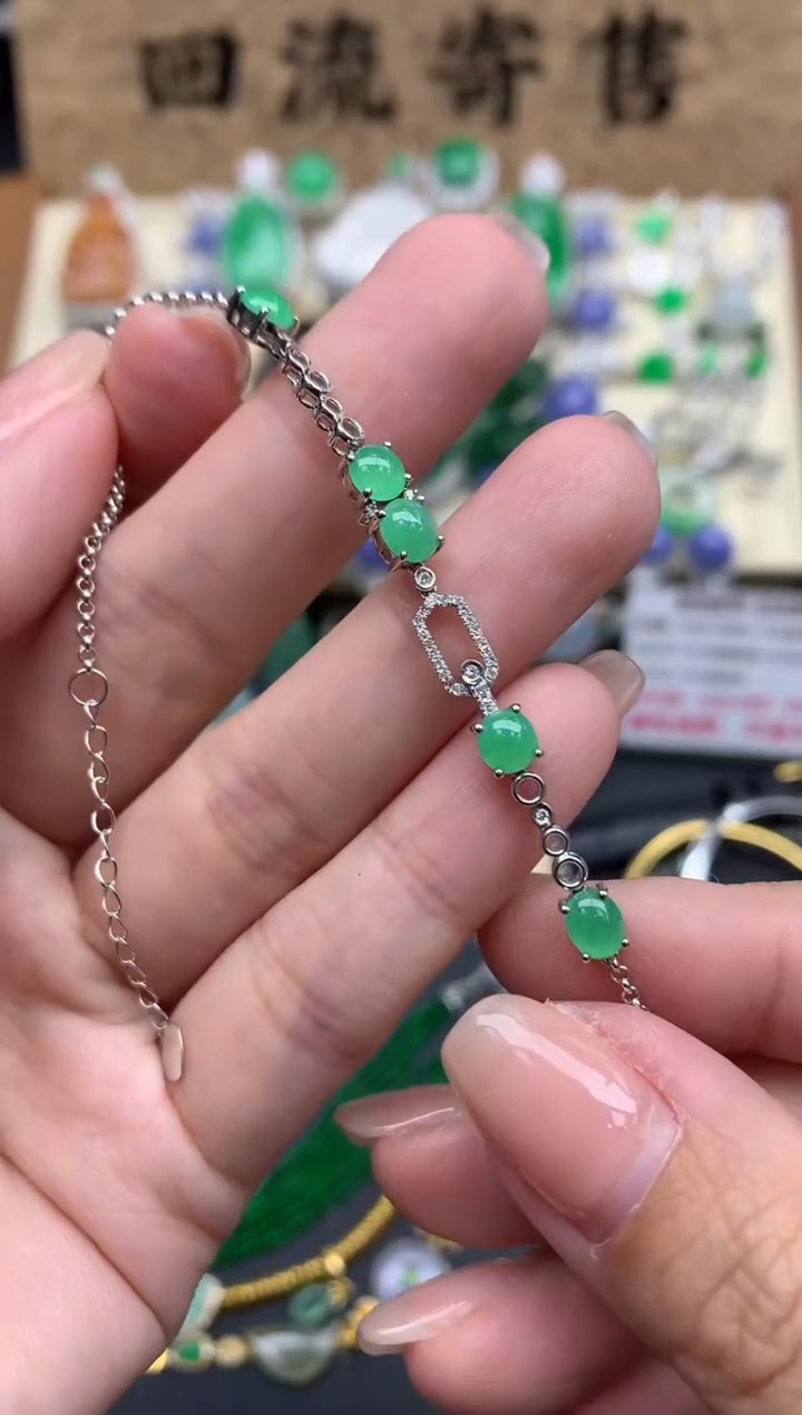 【闪购商品】翡翠手串18K金镶嵌402-中国好珍宝