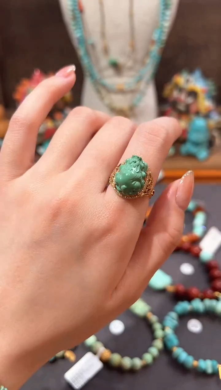 【闪购商品】绿松石戒指18K金镶嵌绿松石戒指