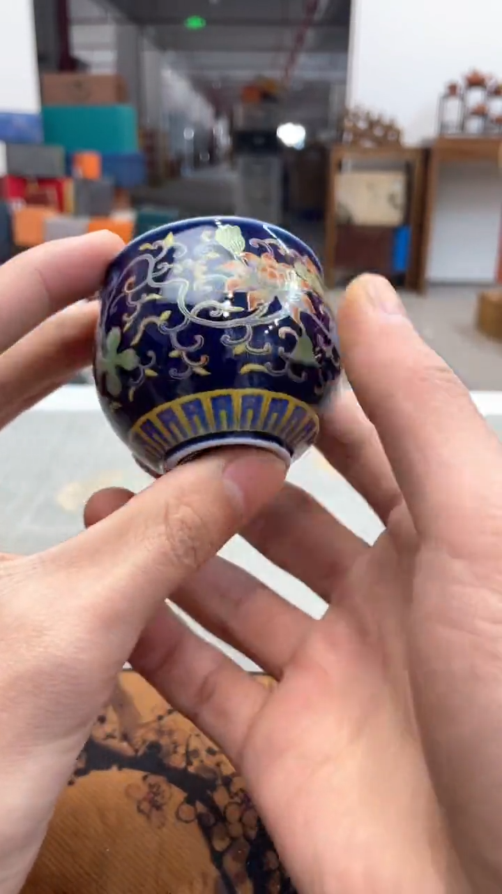 【闪购商品】瓷片@@@@@@@@@@@珐琅彩霁蓝杯