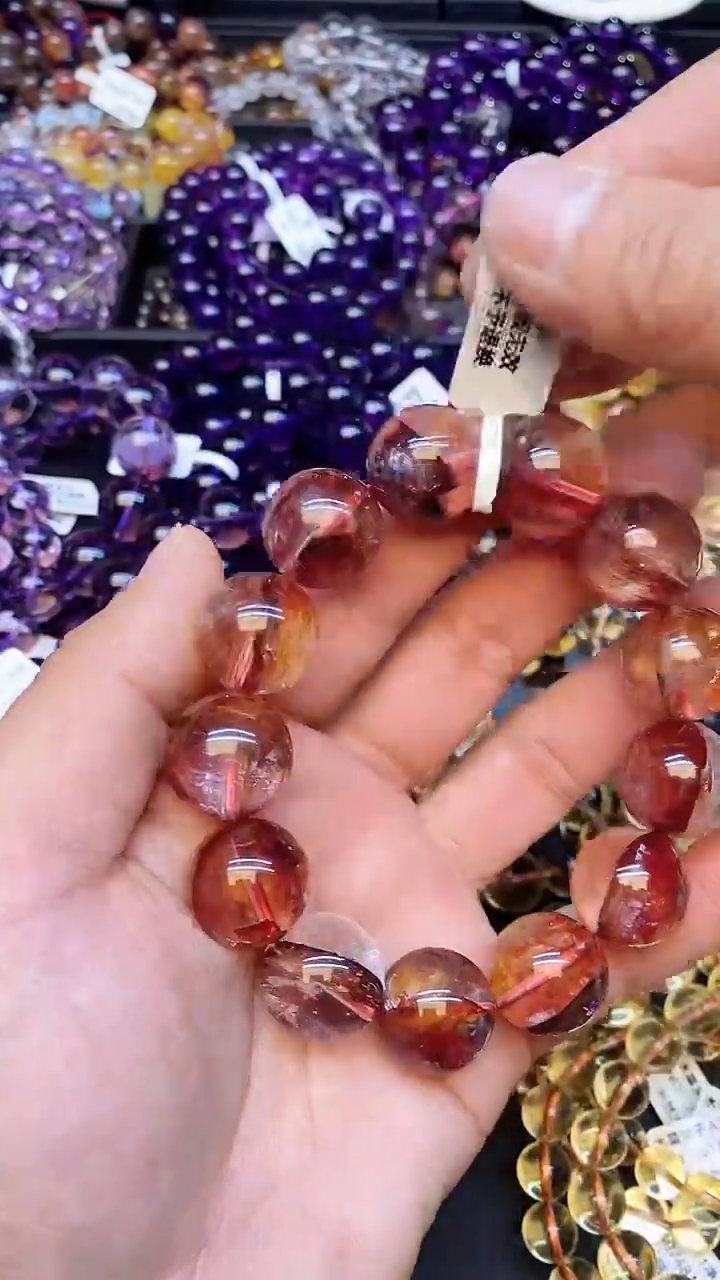 【闪购商品】水晶手链未镶嵌a64 红胶花18mm