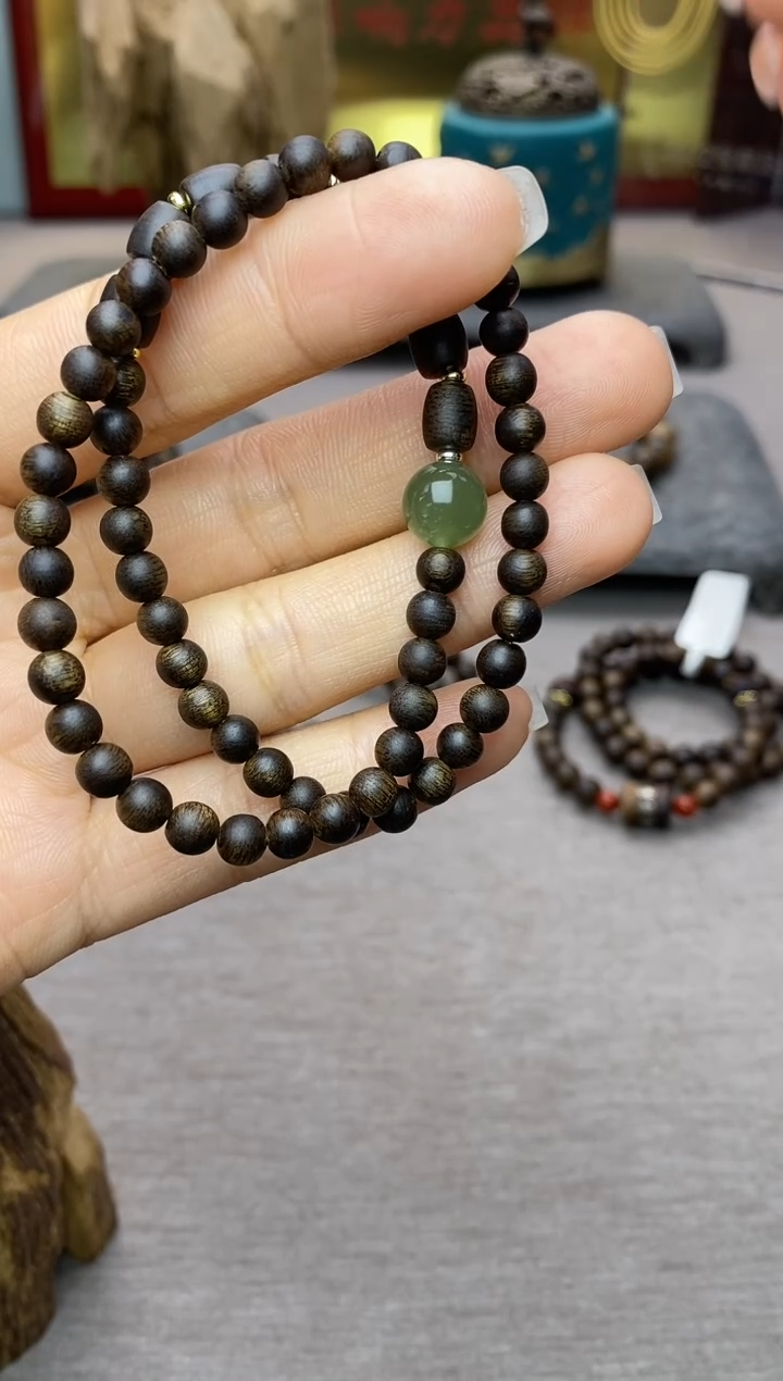 【闪购商品】沉香手串顺化紫棋05+白棋8颗 双圈沉水