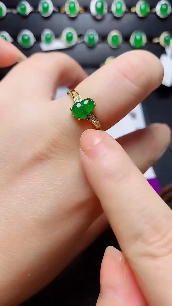 银S925镶嵌戒指翡翠  天然翡翠A货s925银镶