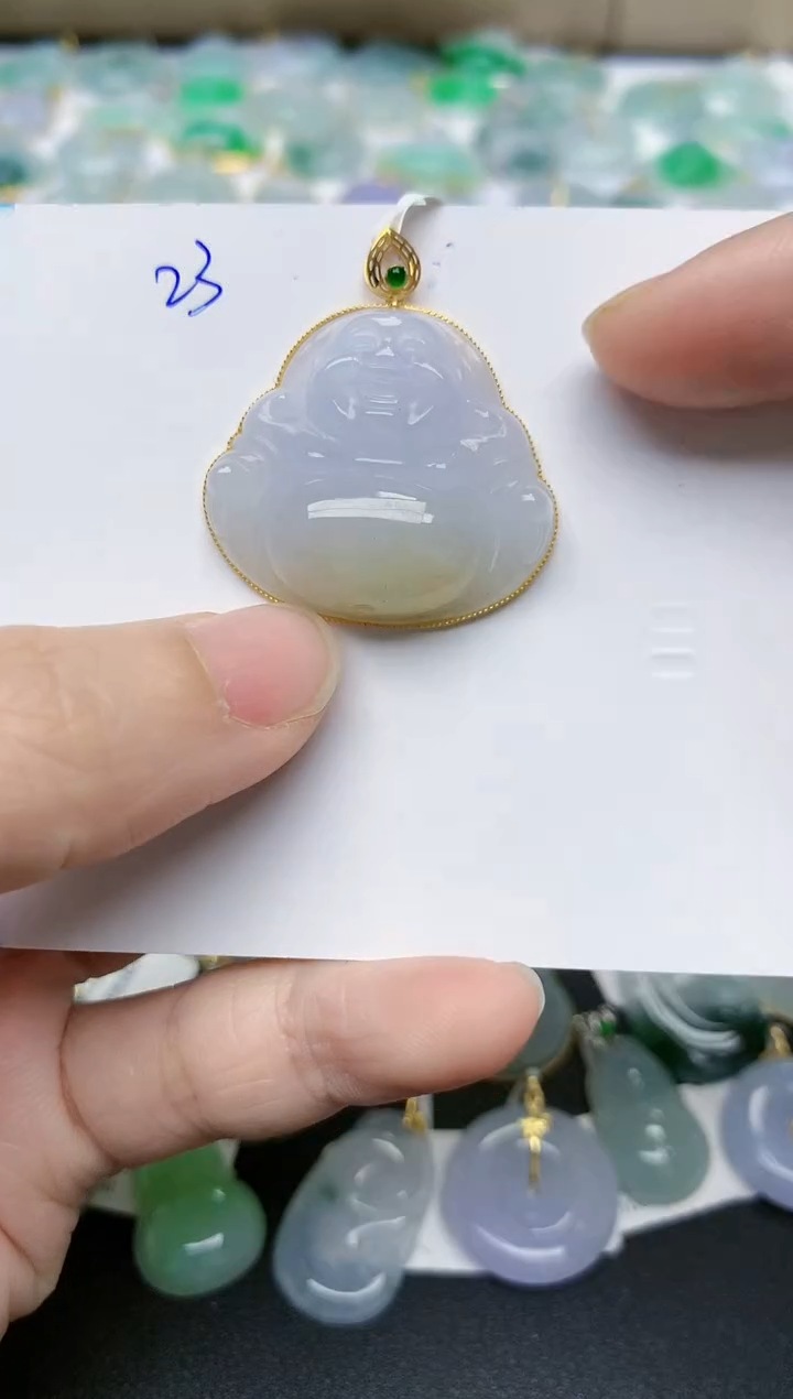 【闪购商品】翡翠颈饰18K金镶嵌天然翡翠A货    23