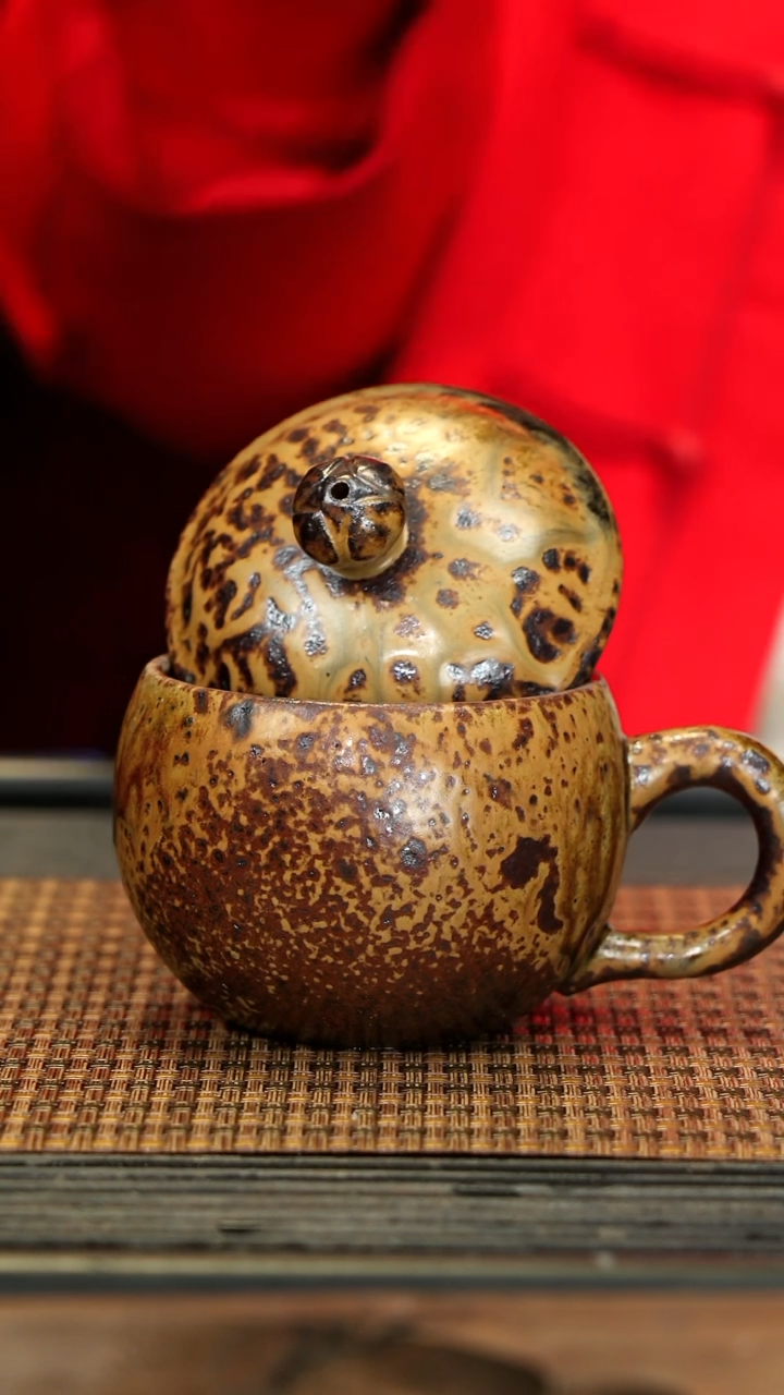 【闪购商品】紫砂茶壶GFY37沉香木柴烧 圆盖杯