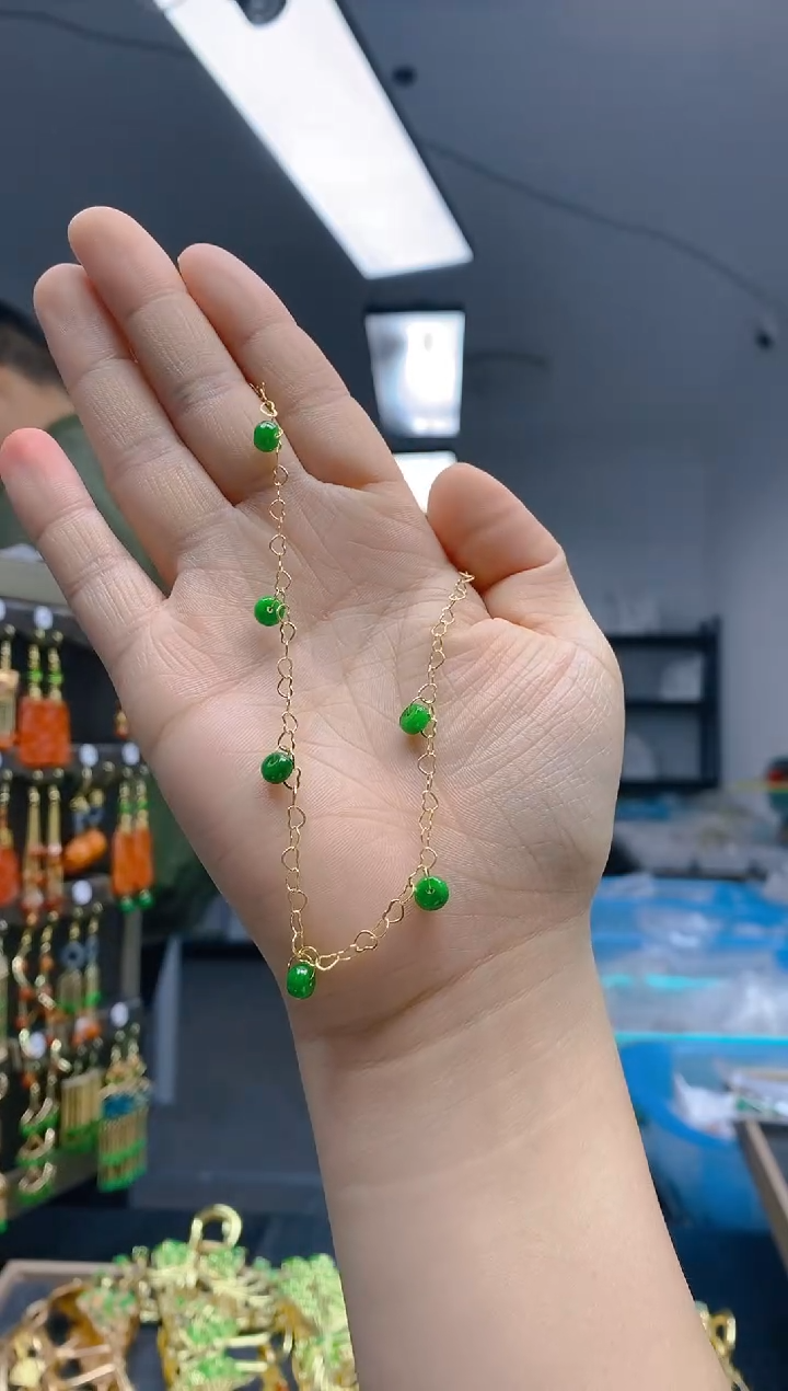 【闪购商品】翡翠耳饰合金65翡翠脚链