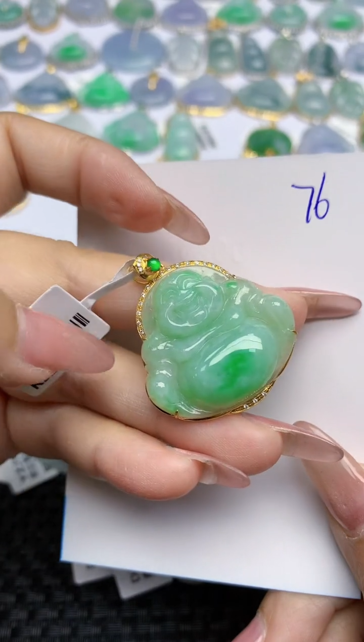 【闪购商品】翡翠颈饰18K金镶嵌天然A货翡翠 76