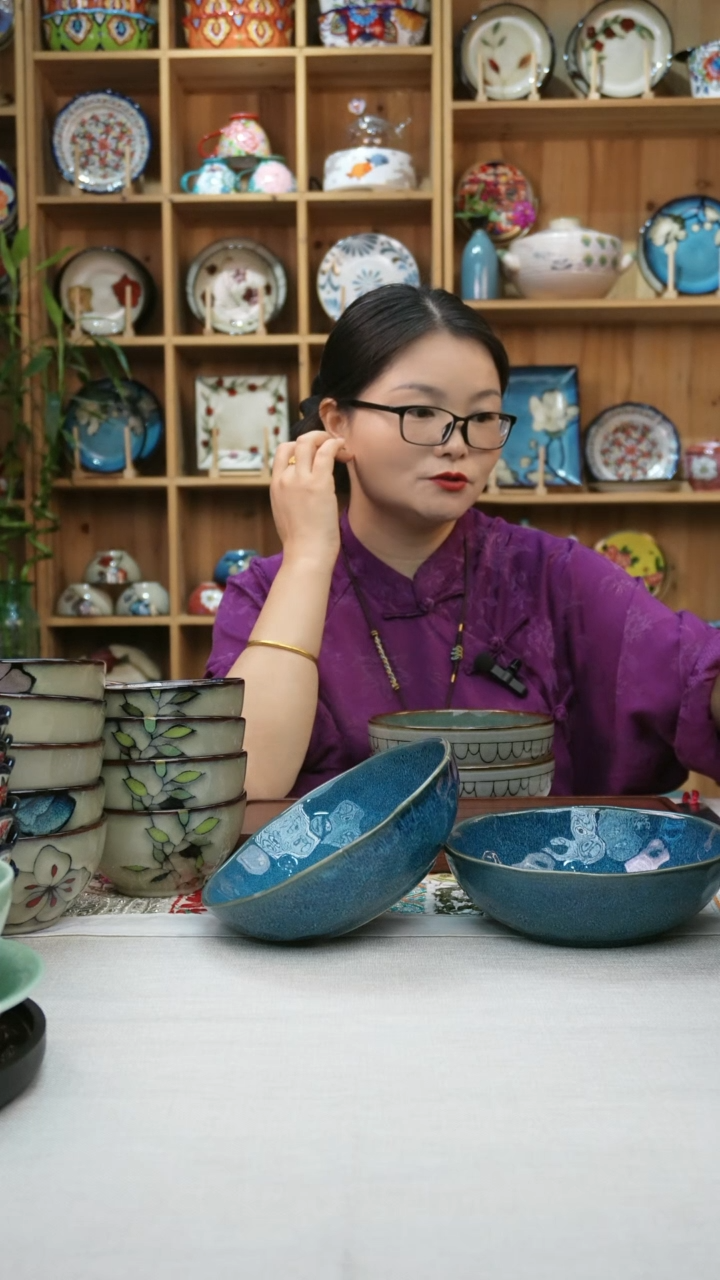 瓷片小可高温陶瓷餐具一组两只大碗18厘米