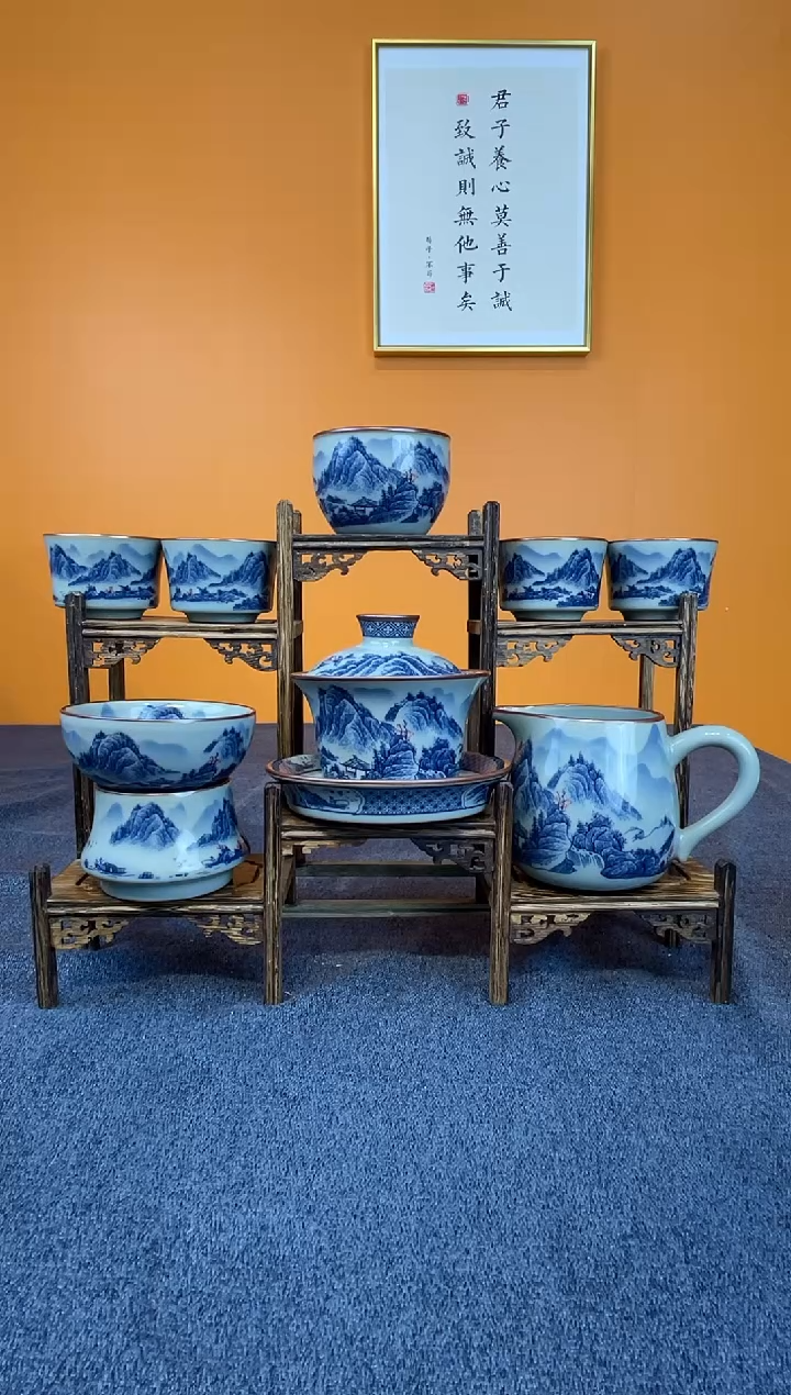 夜*红山水八件套+壶