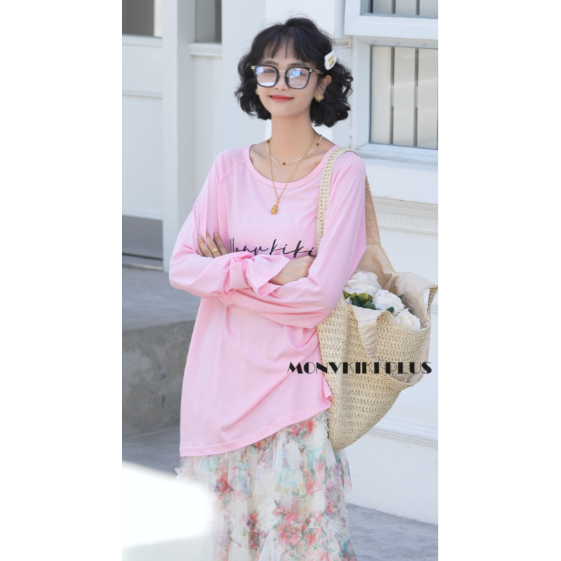 MoNvKiKiPlus5【冰沙】欧若风防晒长袖T恤休闲宽松胖妹大版E609夏季