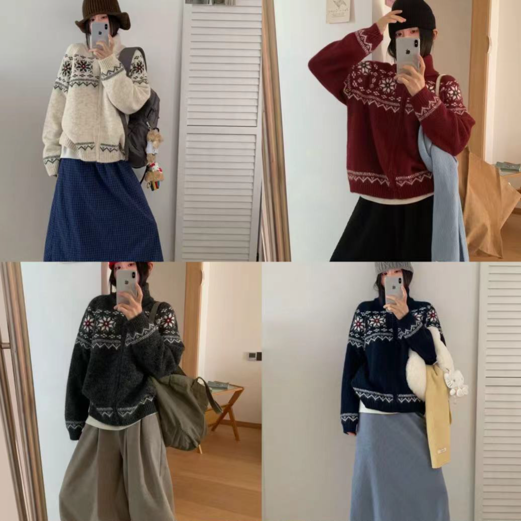 E205时尚女开衫款朋克风进口亲肤拉毛毛衣开衫网红宽松