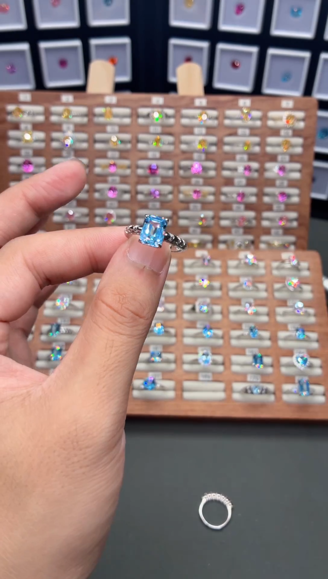 海蓝宝石戒圈银S925镶嵌111