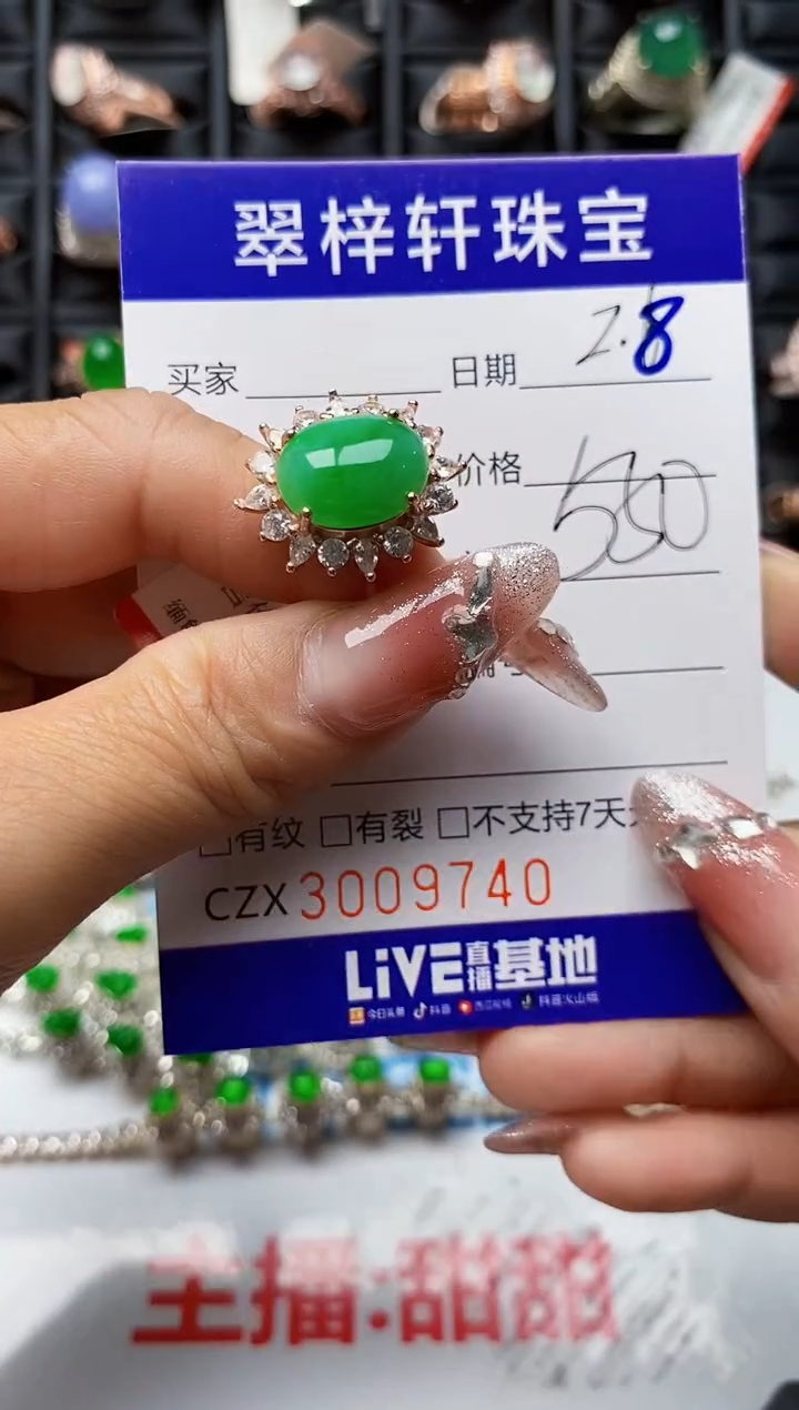 【闪购商品】翡翠戒指银S925镶嵌9740