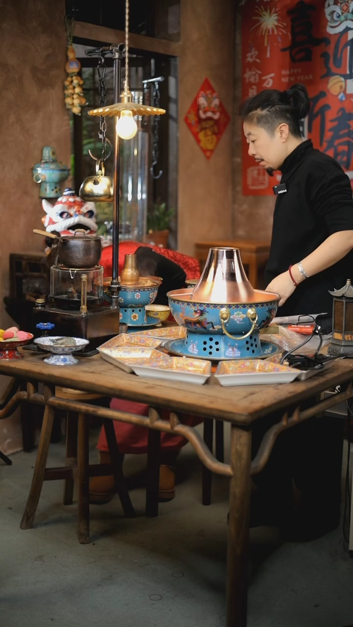 【闪购商品】电炭麒麟景泰蓝铜火锅