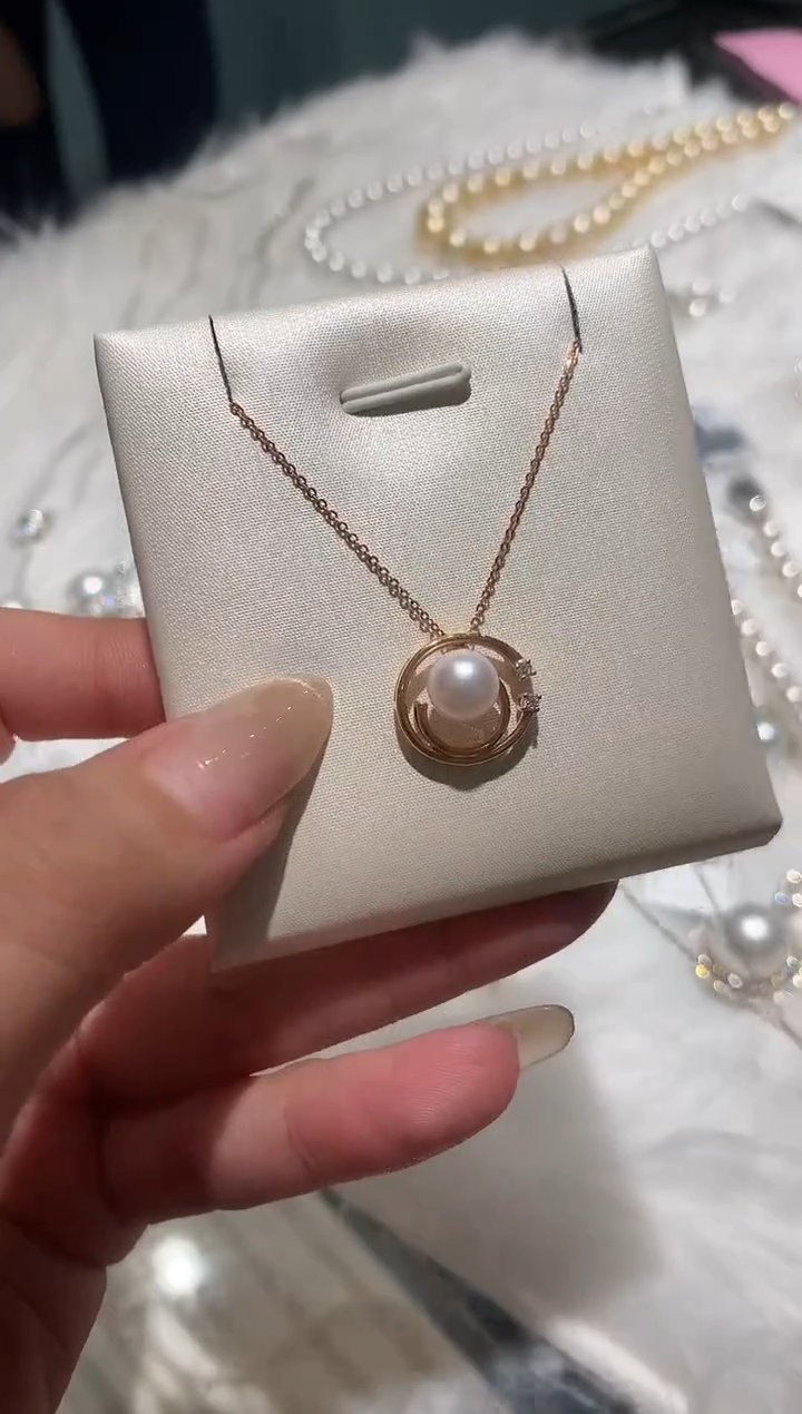 18K金镶嵌套链海水珍珠A159|2500