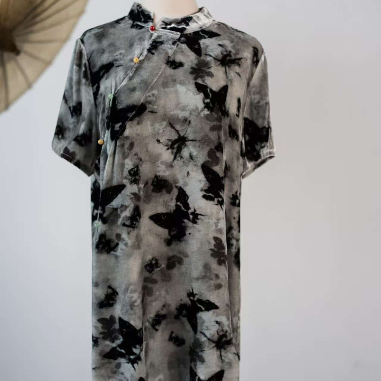 CHEN HENG 真丝上衣女宽松短袖洋气桑蚕丝薄款衬衫