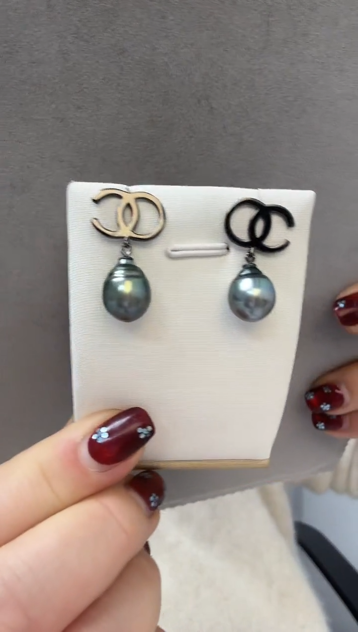 未镶嵌耳饰海水珍珠大溪地9.8mm+S925银耳钉