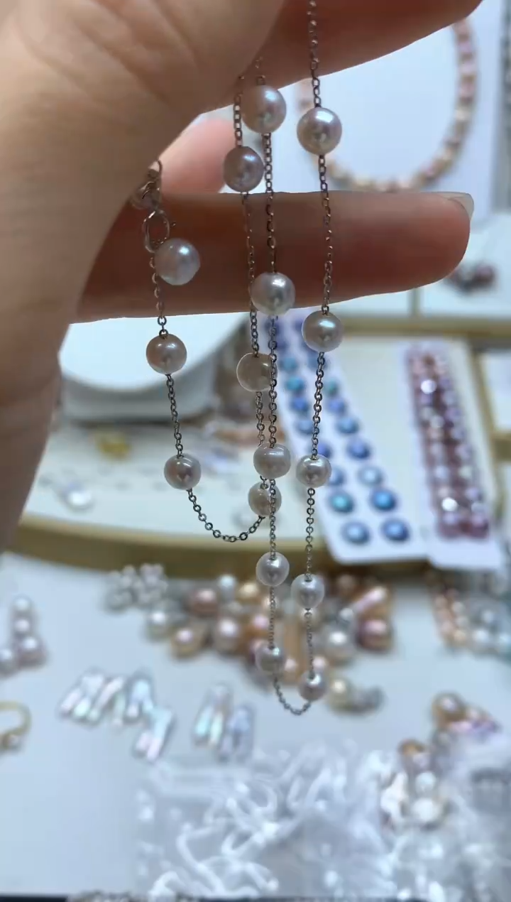 淡水珍珠银S925镶嵌颈饰多样性发其一