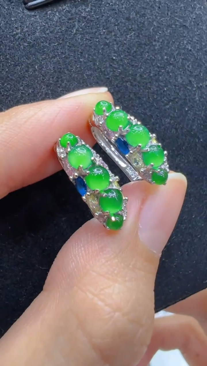 银S925镶嵌翡翠耳饰多样性团购发一件