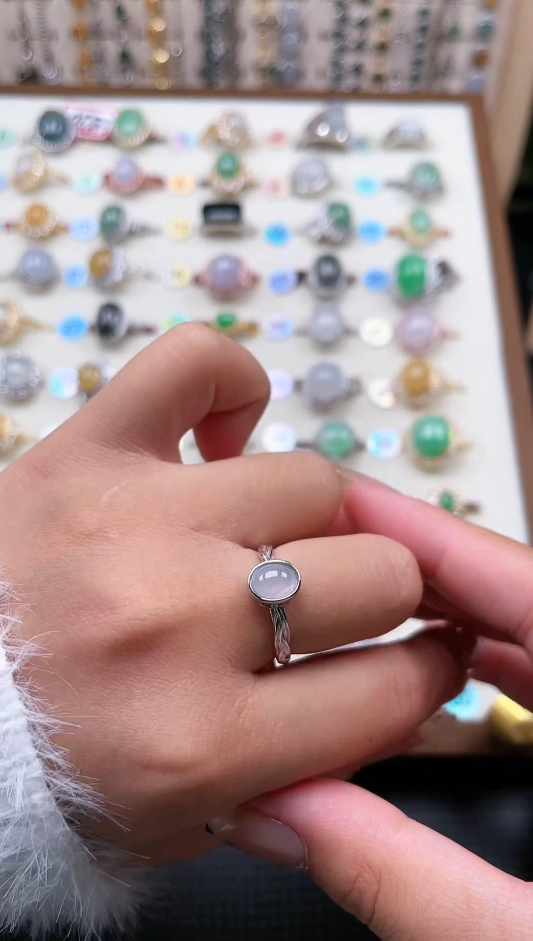 【闪购商品】翡翠戒指银S925镶嵌天然A货翡翠戒指