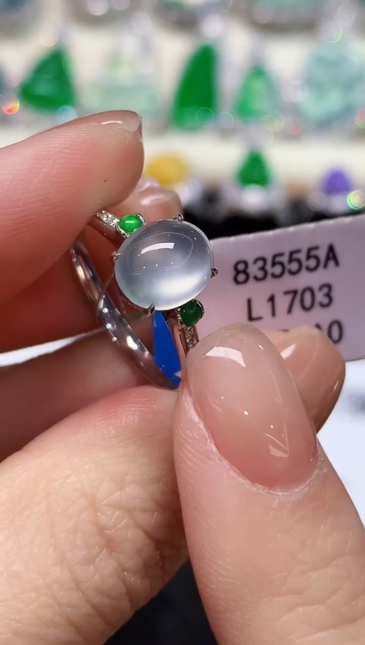 18K金镶嵌戒指翡翠L1703多样性发其一