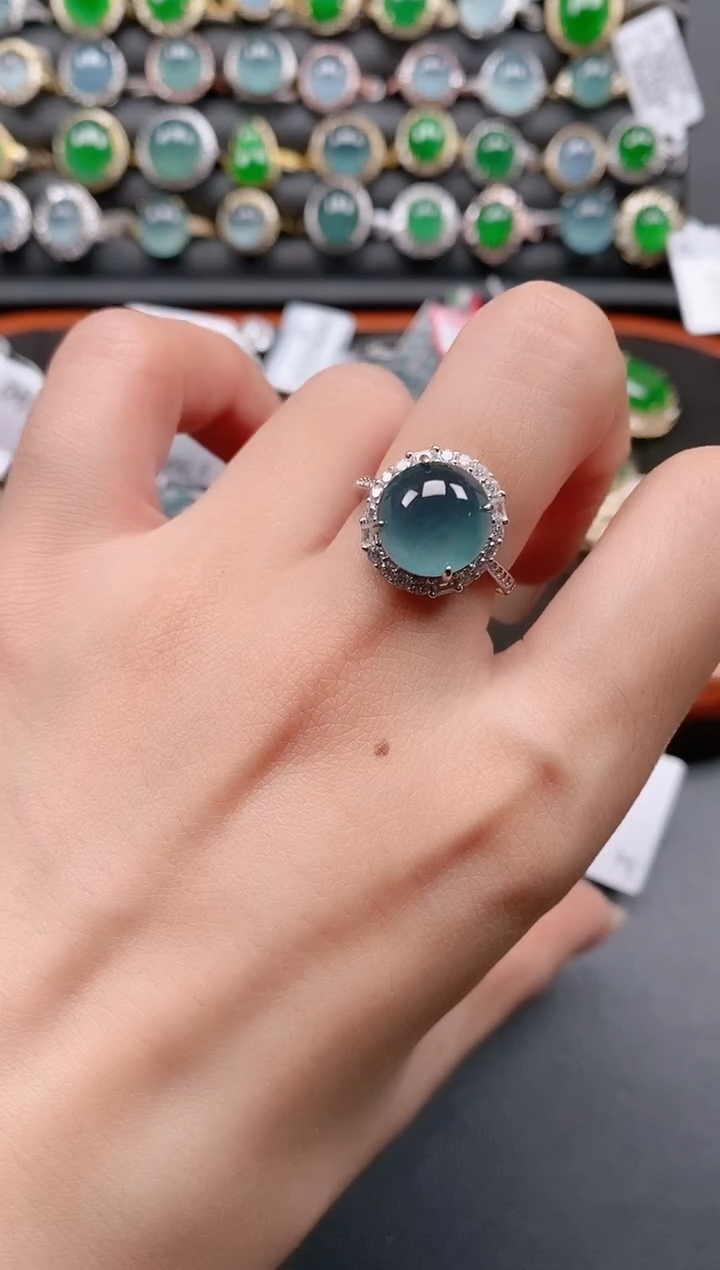 银S925镶嵌戒指翡翠1