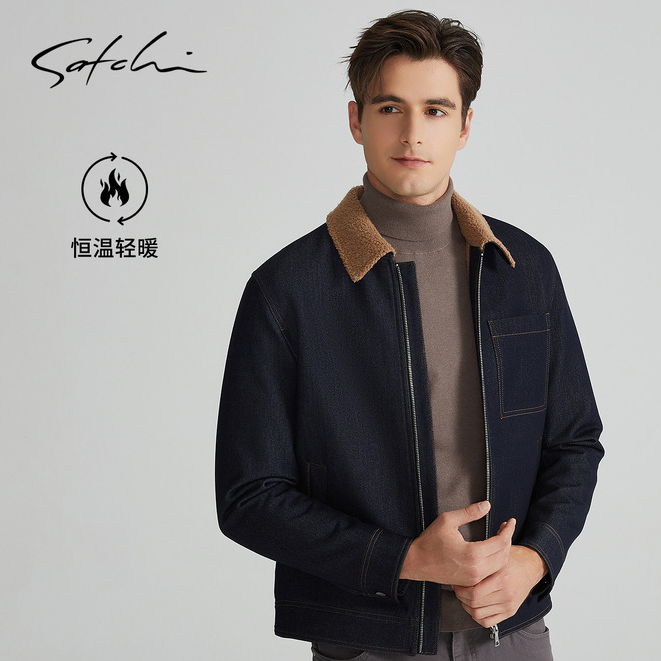 【巴恩风】SATCHI沙驰男装男士谷仓夹克秋季新款休闲牛仔拼色领外套