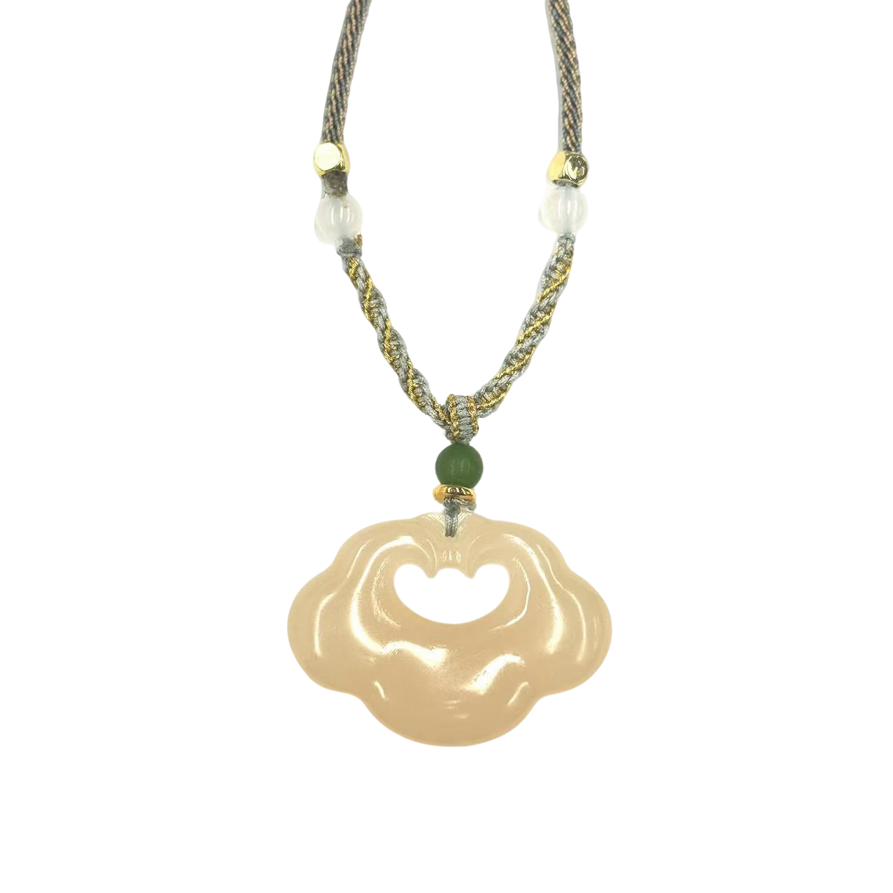 y2299-国风简约款西柚粉石英质玉如意吊坠-赠礼盒