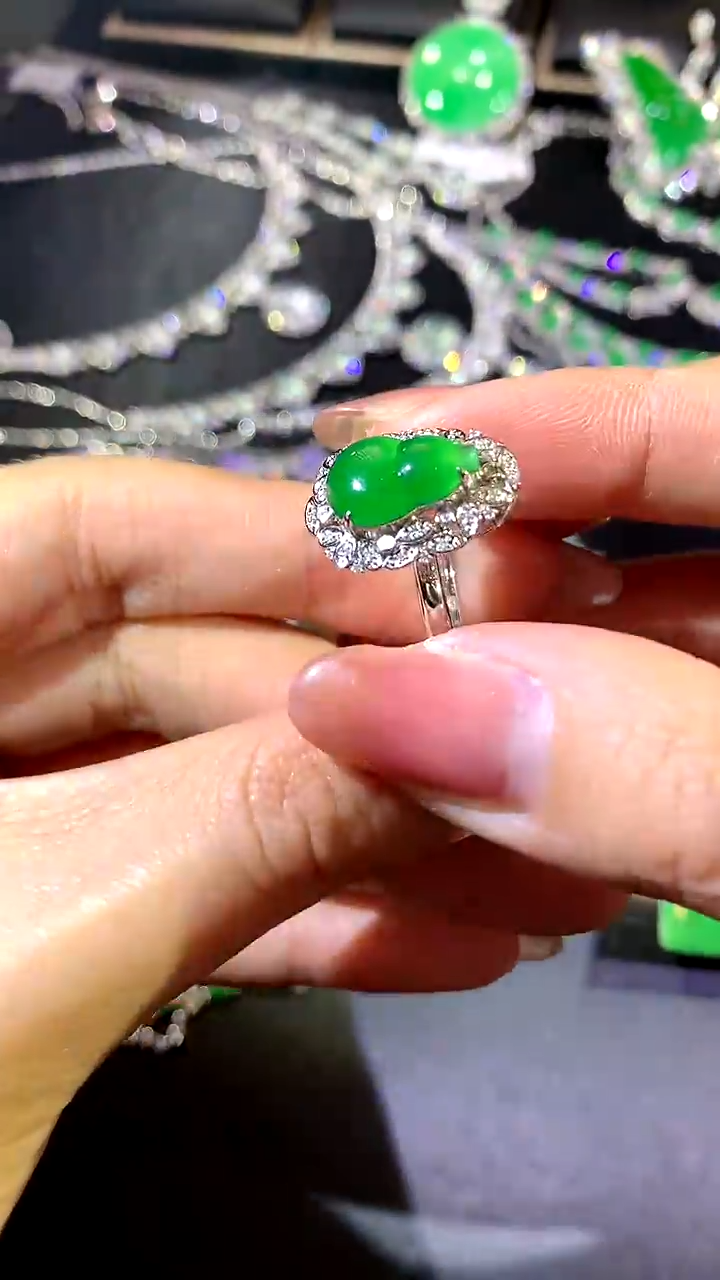 【闪购商品】翡翠戒指18K金镶嵌99-戒指