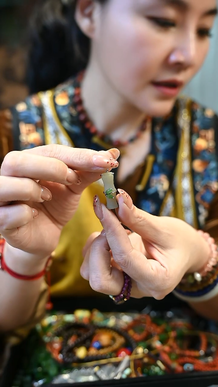 吊坠(不含链)银S925镶嵌和田玉吊坠不带链子