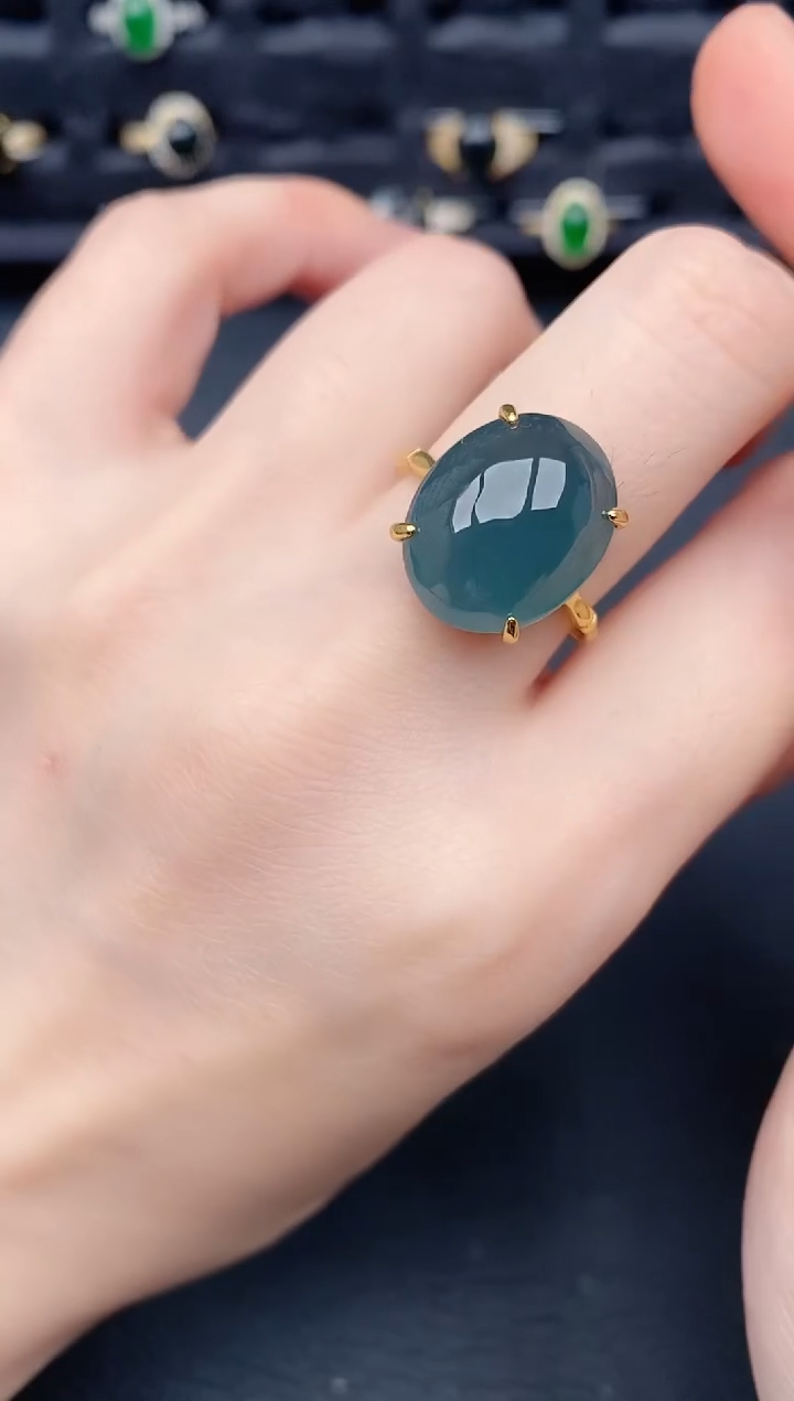 银S925镶嵌戒指翡翠天然a货翡翠147