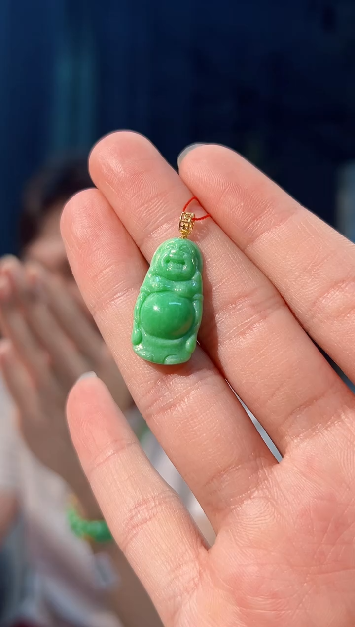 颈饰18K金镶嵌翡翠 缅料A货/支持复检/一件