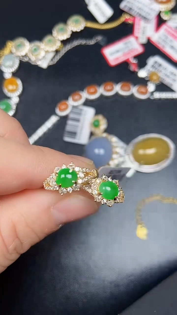 银S925镶嵌戒指翡翠1030