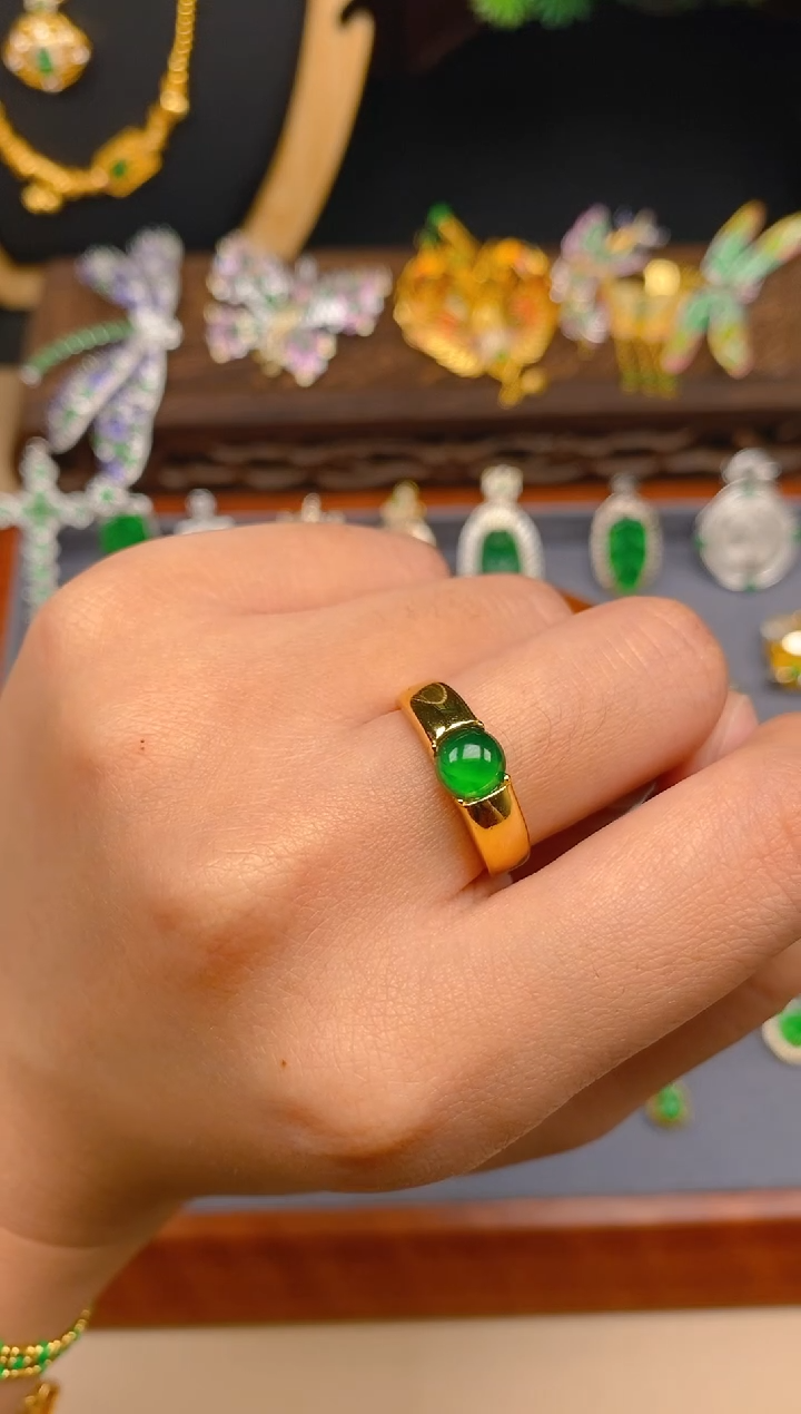 【闪购商品】翡翠戒指银S925镶嵌蛋面戒指