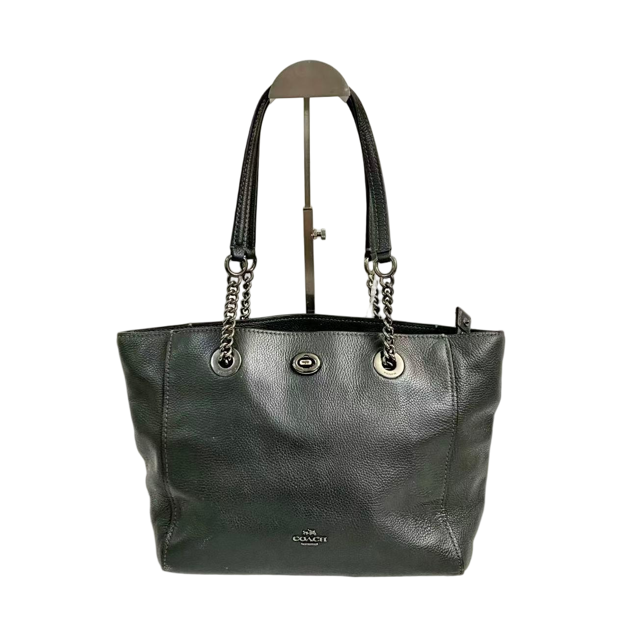 95新 COACH/蔻驰 墨绿色全皮手提单肩包  AF-11621-B
