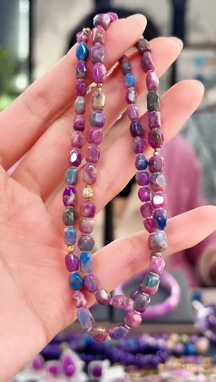 18K金镶嵌苏纪石（舒俱来）项链1S