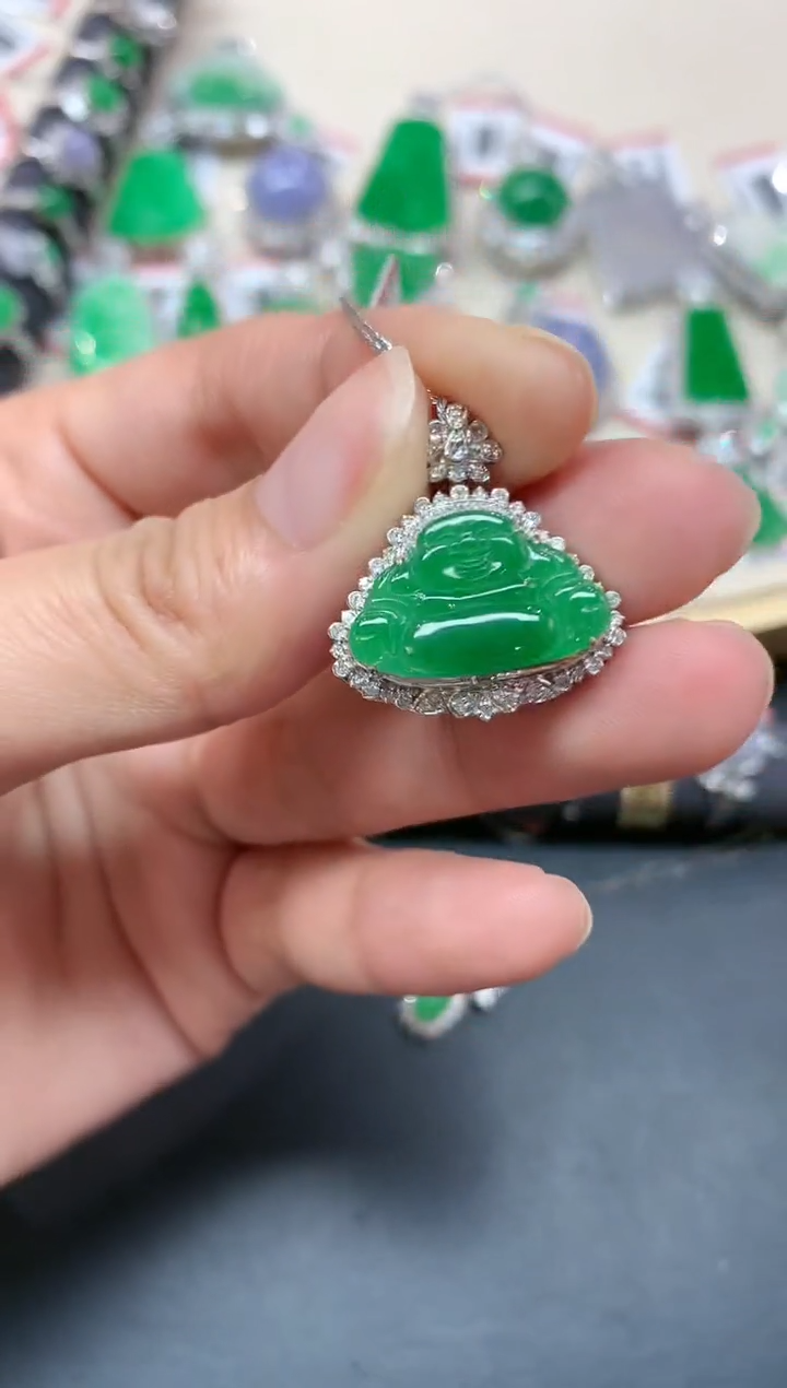 【闪购商品】翡翠吊坠(不含链)18K金镶嵌A396|8800