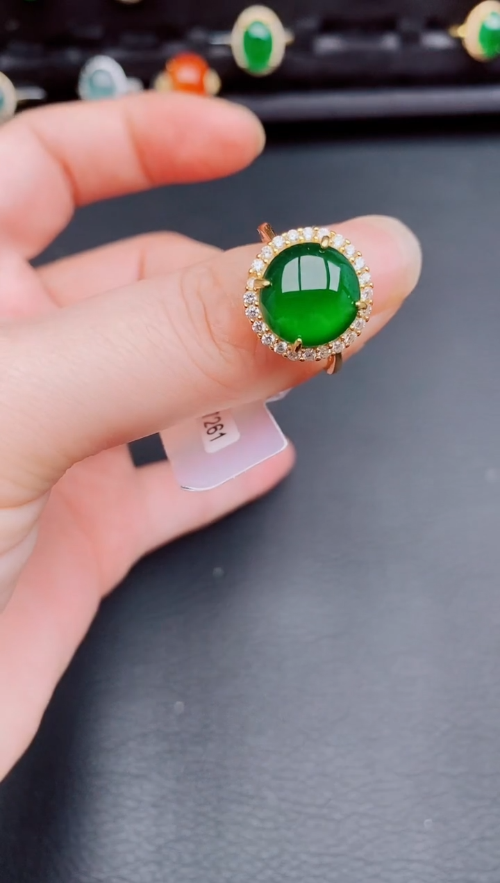 【闪购商品】翡翠戒指银S925镶嵌天然a货翡翠176